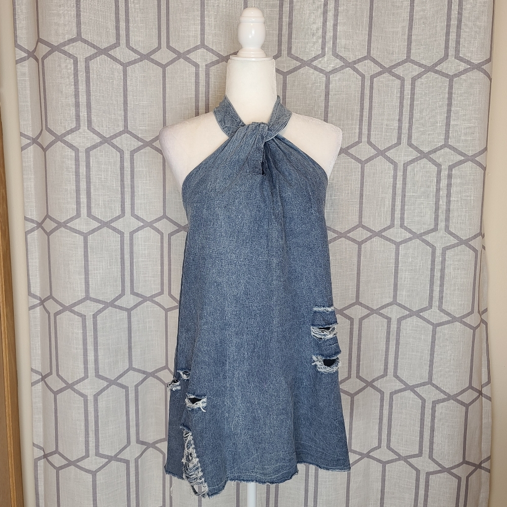 Sheilay women's chambray mini dress size L sleeveless
